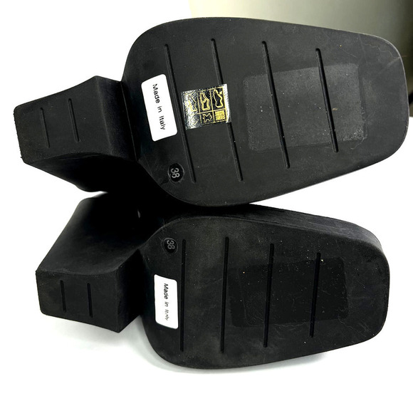 Gia Borghini Texan Knee High Western Boot Black Leather Platform Wedge Heel - Picture 9 of 9